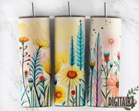 Summer Wildflowers Watercolor Skinny Tumbler PNG Product Image 5