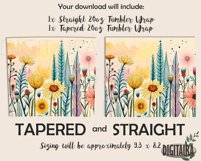 Summer Wildflowers Watercolor Skinny Tumbler PNG Product Image 2