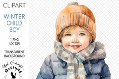 Watercolor winter child boy sublimation clipart transparent