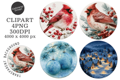 Watercolor Winter Coaster Clipart Product Image 1