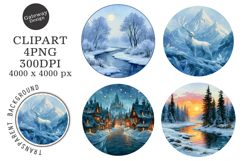 Watercolor Winter Coaster Clipart Product Image 1
