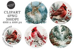 Watercolor Winter Coaster Clipart Product Image 1