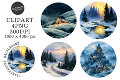 Watercolor Winter Coaster Clipart Product Image 1