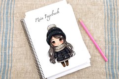 Watercolor Winter Cute Girls Clipart Bundle Product Image 2