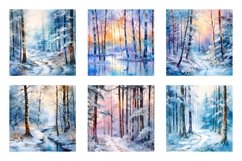 Watercolor Winter Forest Backgrounds