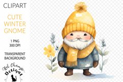 Watercolor winter gnome yellow sublimation clipart transparent png