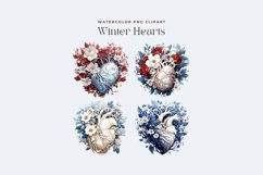 4 Watercolor Winter Hearts Clipart Product Image 2