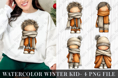 Watercolor Winter kid Clipart Sublimation Product Image 1