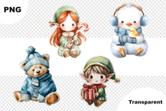 Watercolor Winter Kweii Clipart - 28 PNG Characters Product Image 4