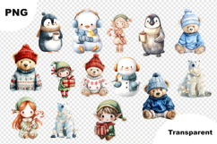 Watercolor Winter Kweii Clipart - 28 PNG Characters Product Image 5