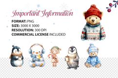 Watercolor Winter Kweii Clipart - 28 PNG Characters Product Image 6