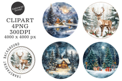 Watercolor Winter Landscape Clipart Product Image 1