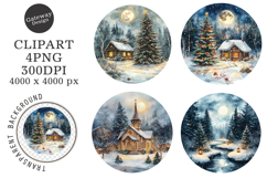 Watercolor Winter Landscape Clipart Product Image 1