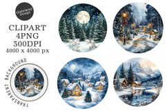 Watercolor Winter Landscape Clipart Product Image 1