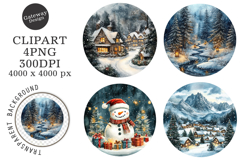 Watercolor Winter Landscape Clipart Product Image 1