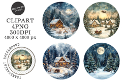 Watercolor Winter Landscape Clipart Product Image 1