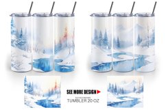 Watercolor Winter landscapes with snow | Tumbler Sublimation Product Image 2