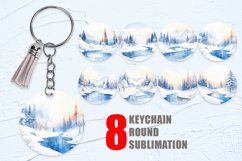 Keychain Watercolor Winter landscapes with snow Product Image 1