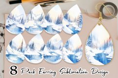 Watercolor Winter landscapes with snow Earring teardrop Product Image 1