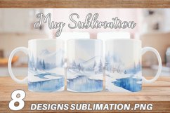Watercolor Winter landscapes with snow | Mug sublimation des Product Image 1