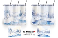 Watercolor Winter landscapes with snow | Tumbler Sublimation Product Image 3