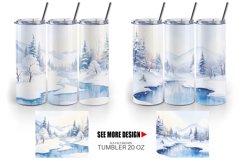 Watercolor Winter landscapes with snow | Tumbler Sublimation Product Image 3