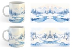 Watercolor Winter landscapes with snow | Mug sublimation des Product Image 2