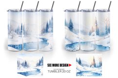 Watercolor Winter landscapes with snow | Tumbler Sublimation Product Image 5