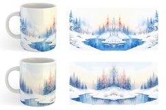 Watercolor Winter landscapes with snow | Mug sublimation des Product Image 3
