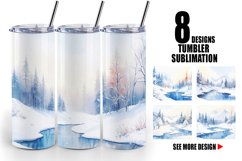 Watercolor Winter landscapes with snow | Tumbler Sublimation Product Image 1