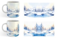 Watercolor Winter landscapes with snow | Mug sublimation des Product Image 4