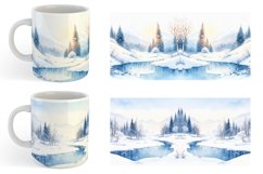 Watercolor Winter landscapes with snow | Mug sublimation des Product Image 5