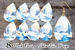Watercolor Winter landscapes with snow Earring teardrop Product Image 1