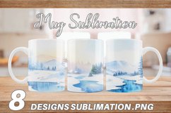 Watercolor Winter landscapes with snow | Mug sublimation des Product Image 1