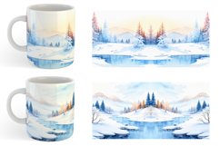 Watercolor Winter landscapes with snow | Mug sublimation des Product Image 2