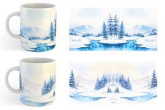 Watercolor Winter landscapes with snow | Mug sublimation des Product Image 3