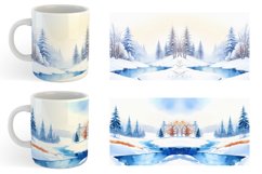 Watercolor Winter landscapes with snow | Mug sublimation des Product Image 5