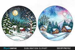 Watercolor Winter Scene PNG Set Clipart Product Image 1