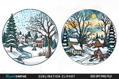 Watercolor Winter Scene PNG Set Clipart Product Image 1