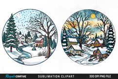 Watercolor Winter Scene PNG Set Clipart Product Image 1