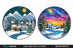 Watercolor Winter Scene PNG Set Clipart Product Image 1