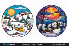 Watercolor Winter Scene PNG Set Clipart Product Image 1