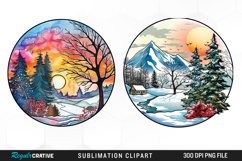 Watercolor Winter Scene PNG Set Clipart Product Image 1