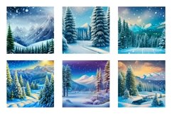 Watercolor Winter Scenes Paper Backgrounds
