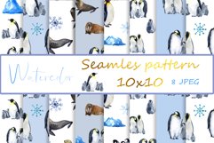 Seamless pattern. Winter Digital paper. Seal and Penguins Product Image 1