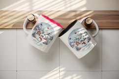 Watercolor winter snowy village cute snowman Merry Christmas quote print 20 oz tumbler skinny mug wrap clipart t-shirt sublimation printable design