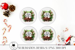 watercolor pine cone wreath shown on coasters