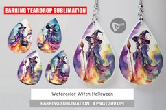 Earring Teardrop Watercolor Witch Product Image 1
