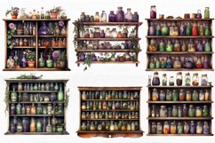 Witches Apothecary Cabinet Watercolor Sublimation Clipart Product Image 6