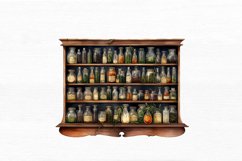 Witches Apothecary Cabinet Watercolor Sublimation Clipart Product Image 5